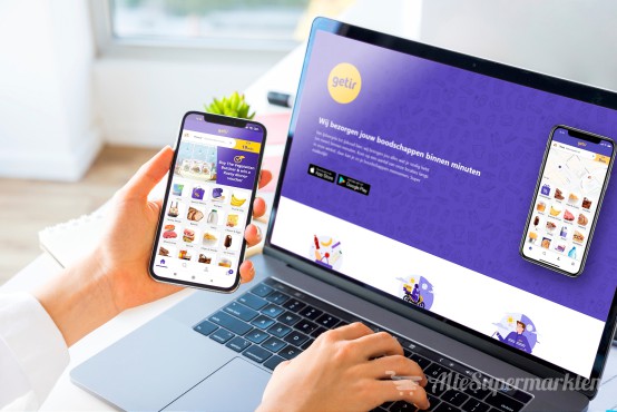 Getir website op de laptop of de app op je telefoon